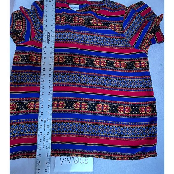 Vintage Alfred Dunner Womens Geometric Stripe Long Sleeve Blouse Retro Size 16 - Picture 8 of 8